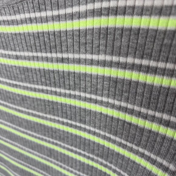 H&M Top Womens Size Medium Gray, White and Neon Yellow Divided Striped Ribbed - Picture 4 of 11